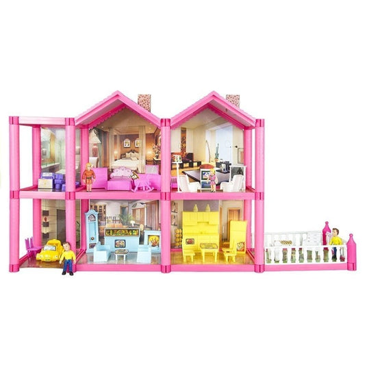 Domek dla lalek z meblami i akcesoriami różowy 69 cm LEANToys