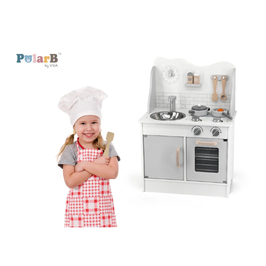 Kuchnia drewniana dla dzieci z akcesoriami eco gray PolarB 44049 Viga