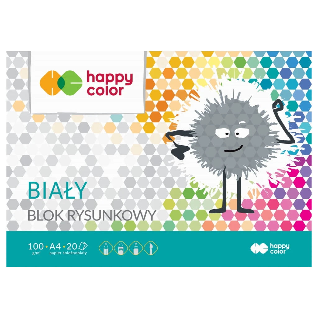 Blok Rysunkowy Biały A4 100g 20 ark Happy Color