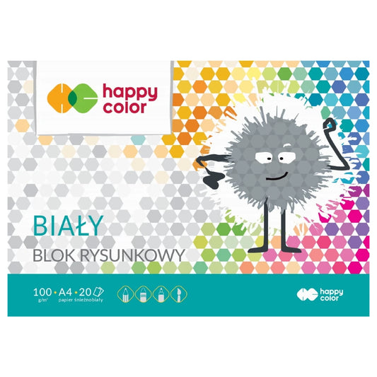 Blok Rysunkowy Biały A4 100g 20 ark Happy Color