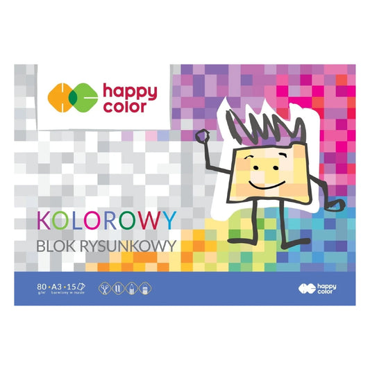 Blok Rysunkowy Kolorowy A3 80g 15 ark Happy Color