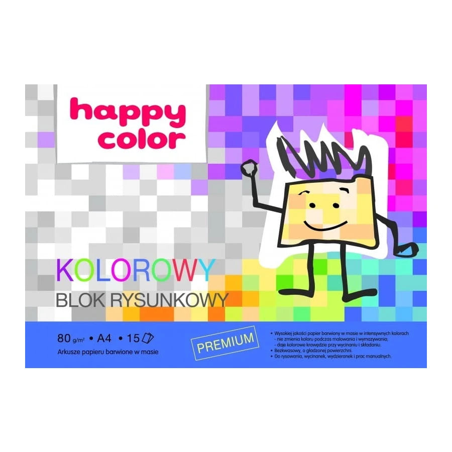 Blok Rysunkowy Kolorowy A4 80g 15 ark Happy Color