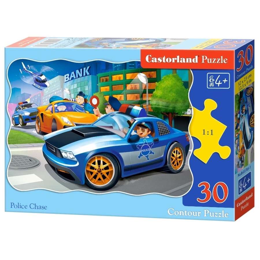 Puzzle konturowe 30 elementów Police Chase - Policja CASTORLAND