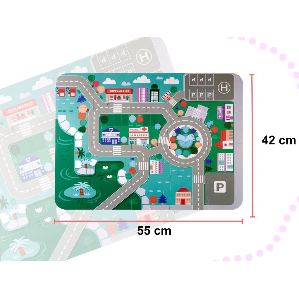 Puzzle 55 x 42 cm do klocków edukacyjnych drewnianych zbuduj miasto