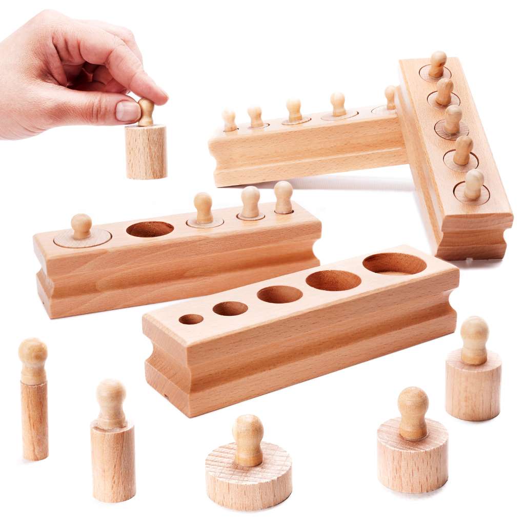 Odważniki cylindry drewniane sorter Montessori 20 elementów