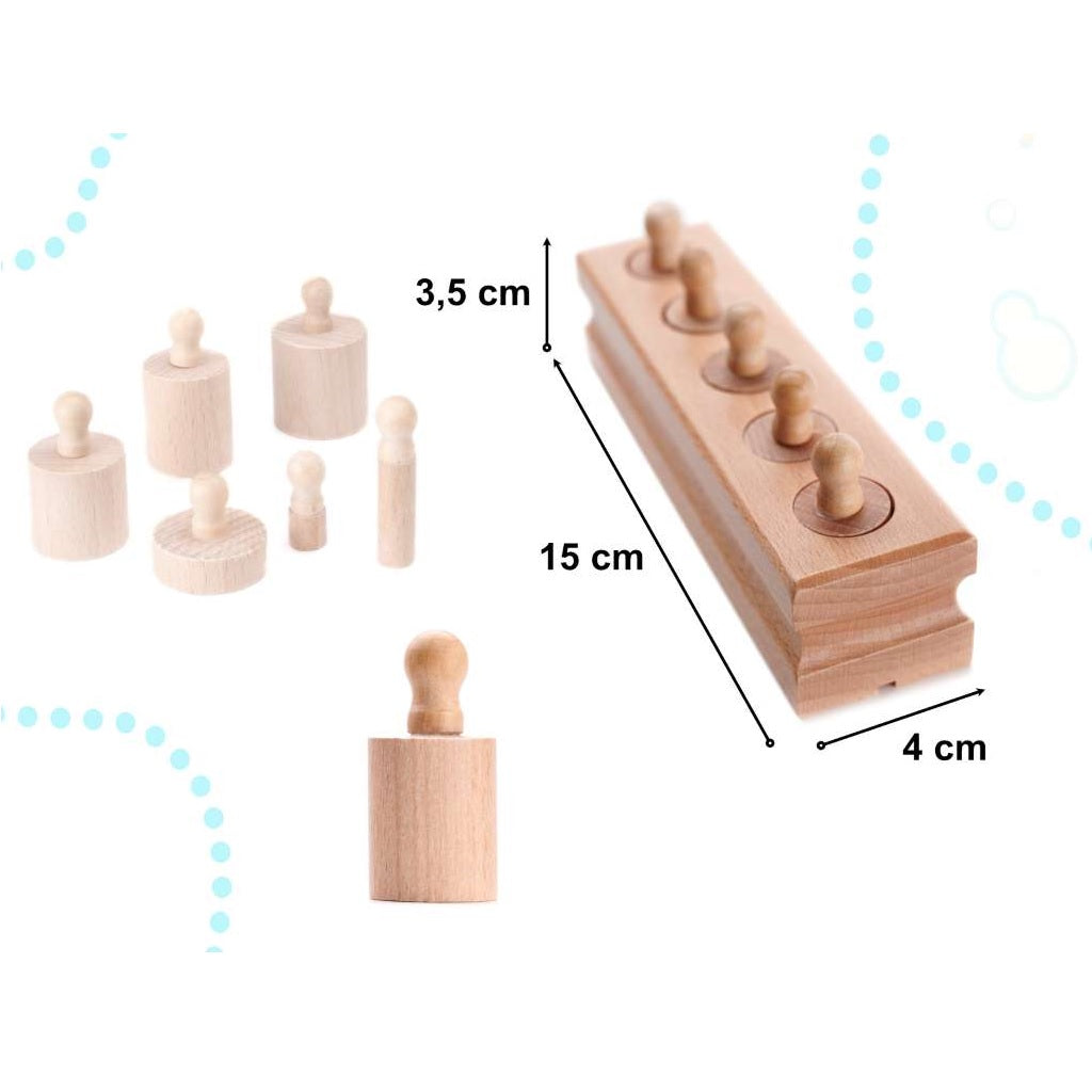 Odważniki cylindry drewniane sorter Montessori 20 elementów