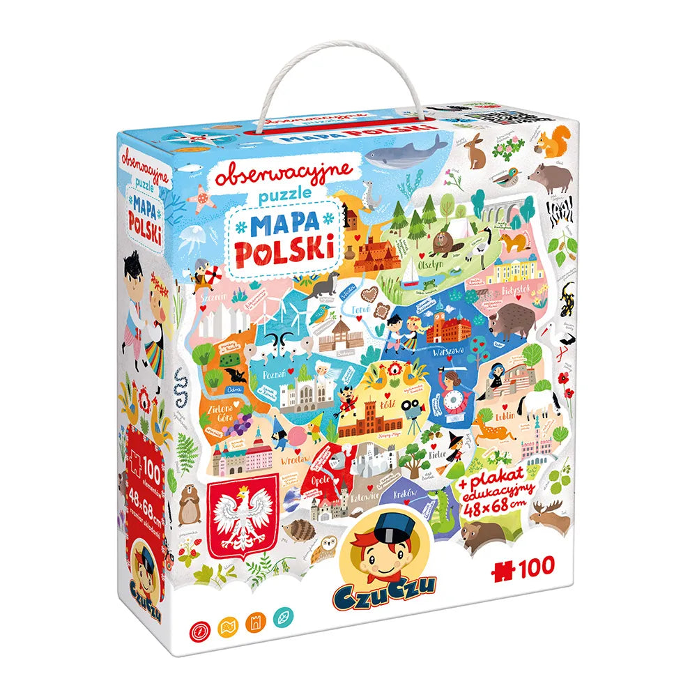 Puzzle Obserwacyjne 100 elementów Mapa Polski CzuCzu