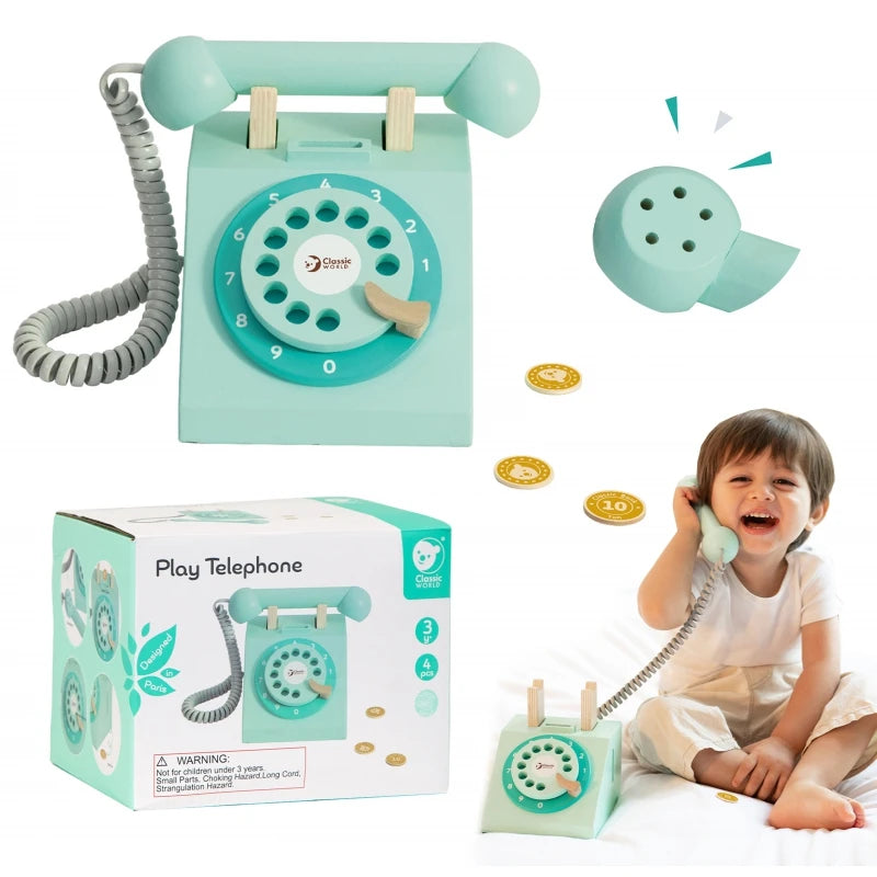 Klasyczny Telefon Drewniany CLASSIC WORLD