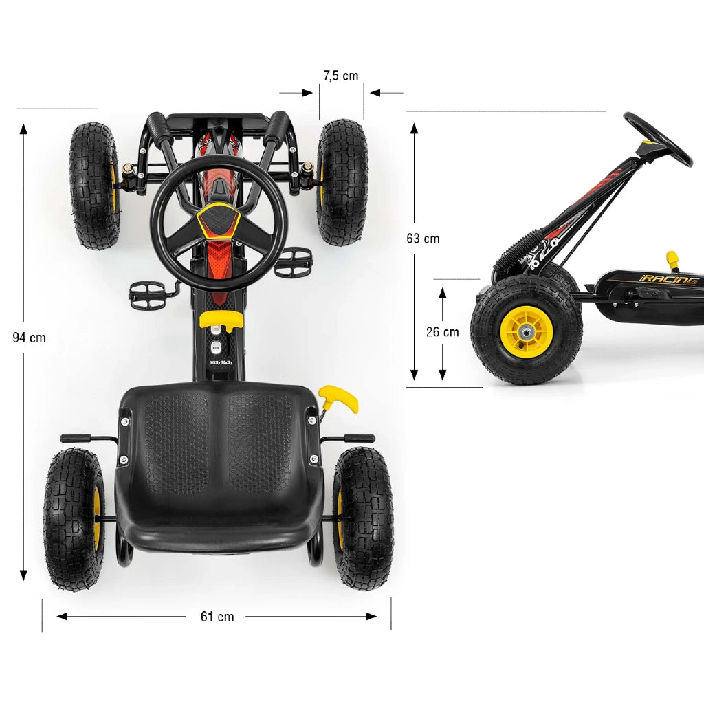 Gokart na Pedały Thor Black 3-8 lat do 30 kg Milly Mally