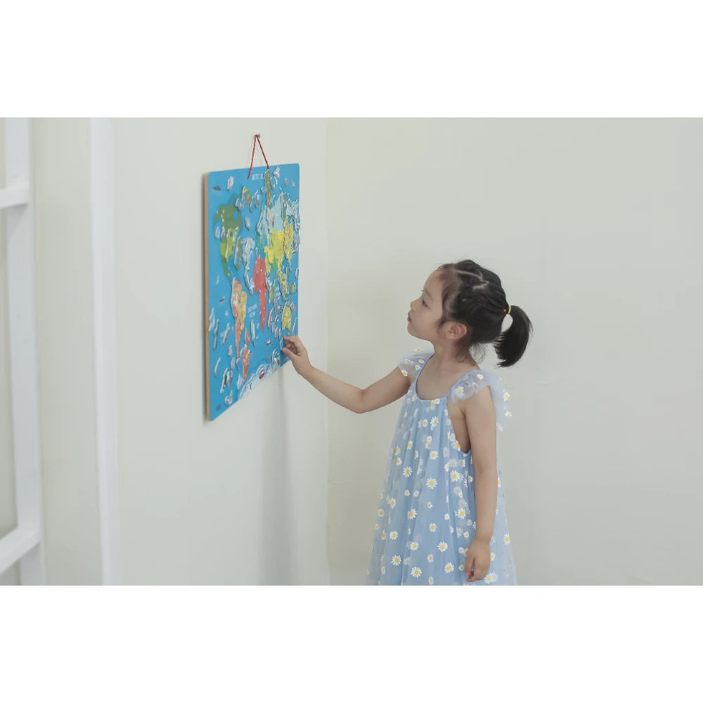 Tablica magnetyczna do rysowania edukacyjna puzzle mapa świata 2w1 44508 Viga