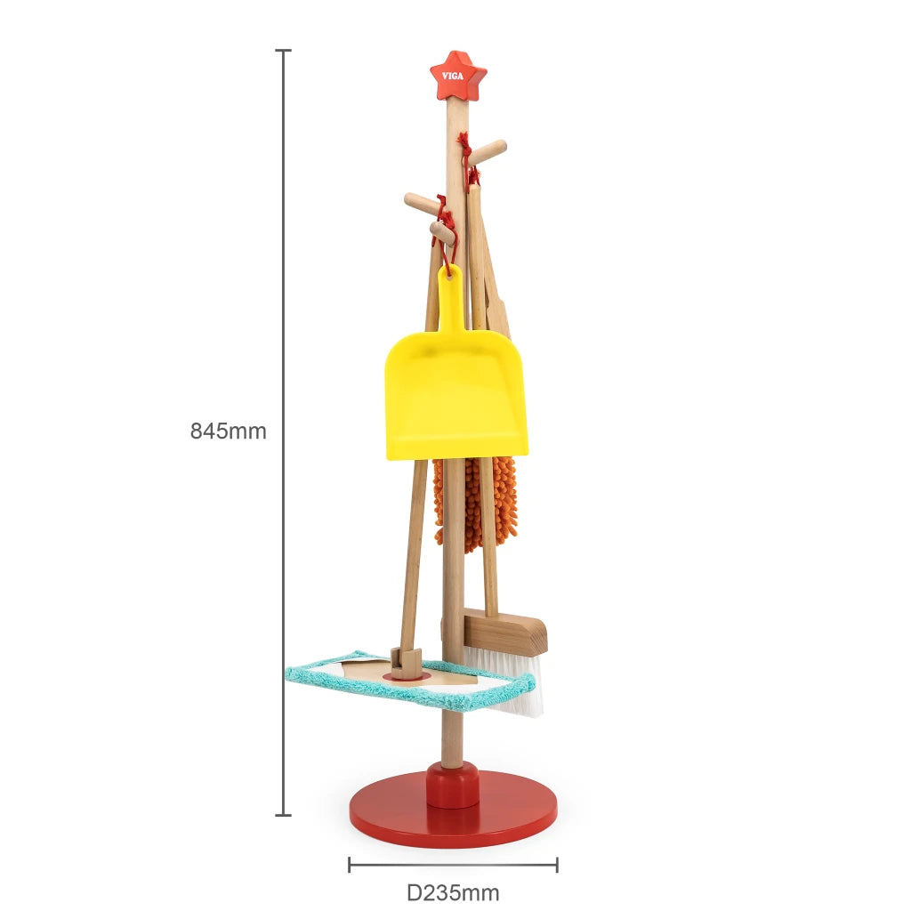 Zestaw do sprzątania przybornik na stojaku drewniany 44567 Viga