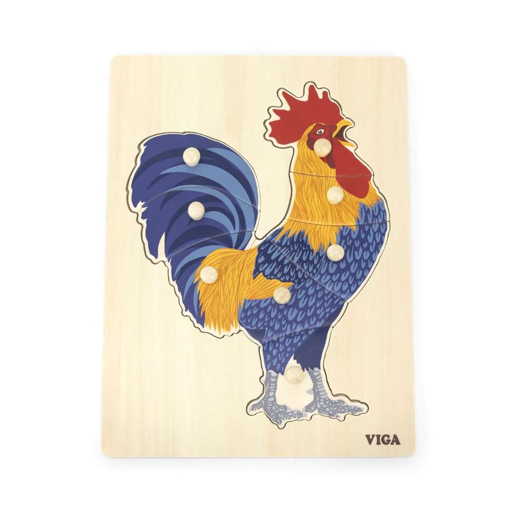 Puzzle drewniane na podkładce z uchwytami - Kogut  44610 Viga